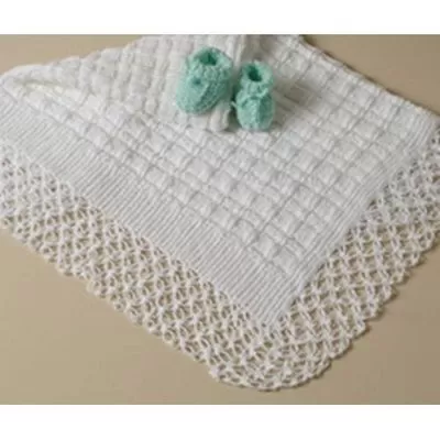 MANTA PARA BEBE EM TRICO E CROCHE EM PONTO SEGREDO