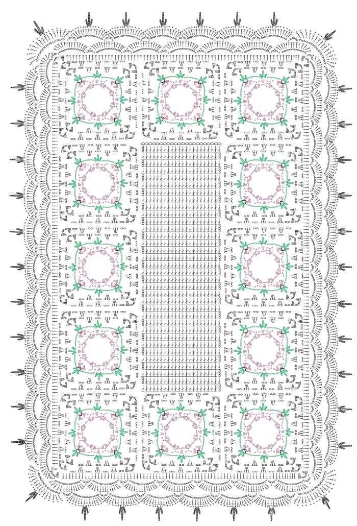 grafico-croche-Tapete-Trento-Cinza-Flores