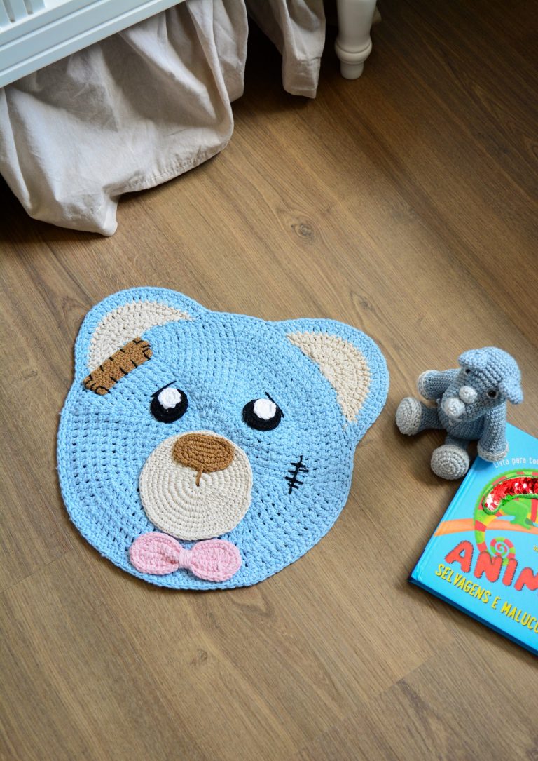 Receita Tapete Urso Azul Bebê com Barbante Apolo Eco