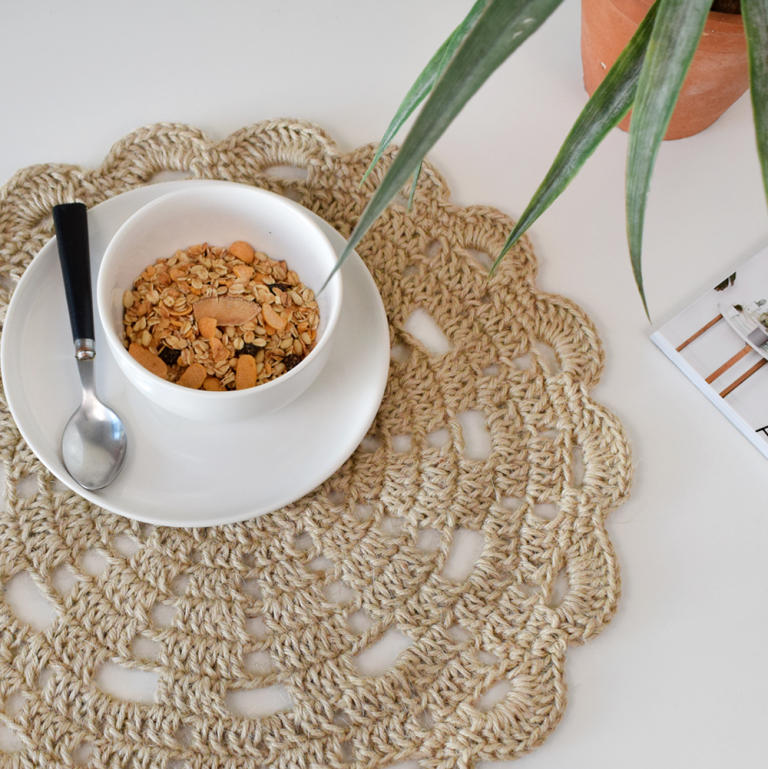 Receita Sousplat de Crochê Juta com Barbante Euroroma Juta