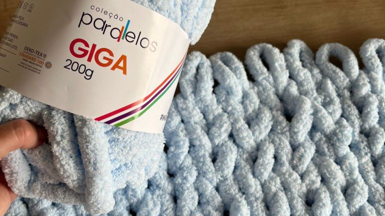 Receita Manta em Tricô de Dedo com o Fio Giga