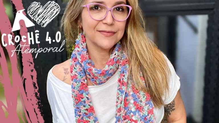Receita Echarpe Sucesso de Crochê com a Linha Bella Cores