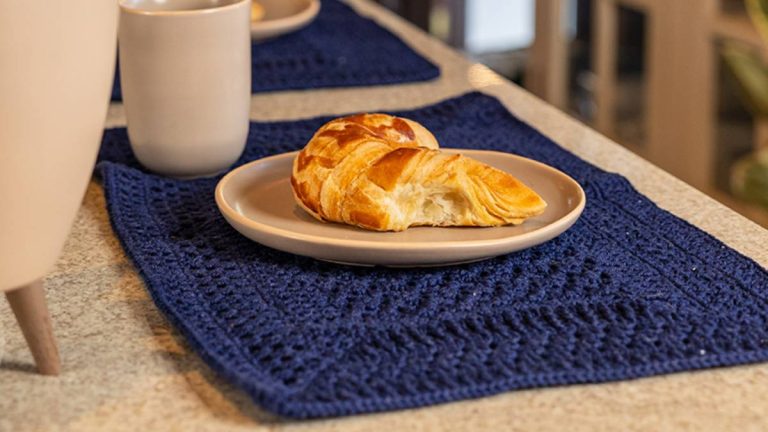 Receita Jogo Americano Tons Marinhos de Crochê com a Linha Duna