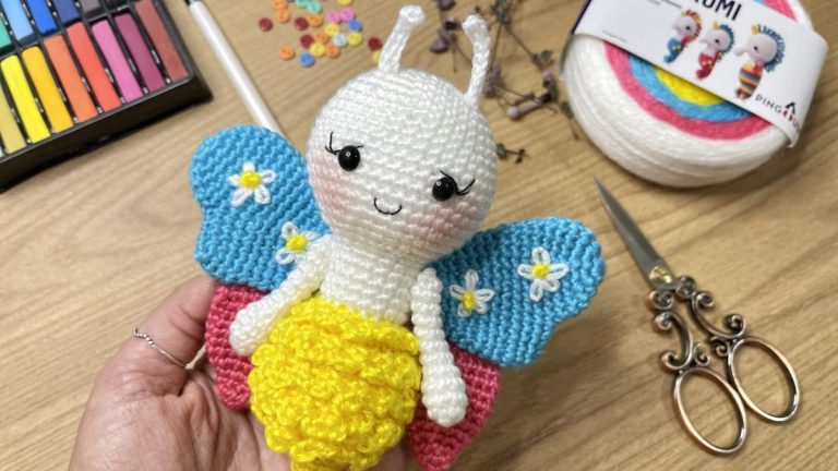 Receita Borboleta Margarida de Crochê com o Fio Pingorumi