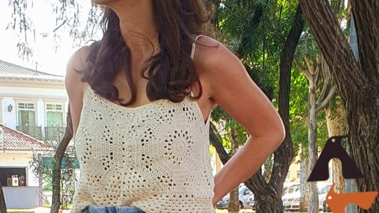 Receita Top Girassol de Crochê com a Linha Bella Fashion Botanique