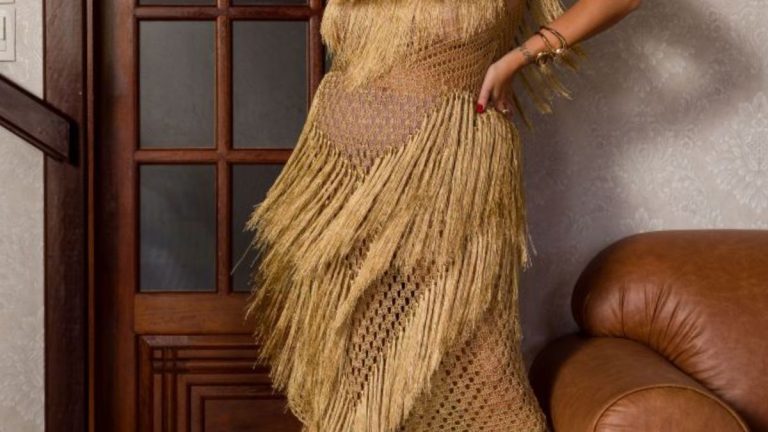 Receita Vestido Ouro de Crochê com o Fio Cordonê