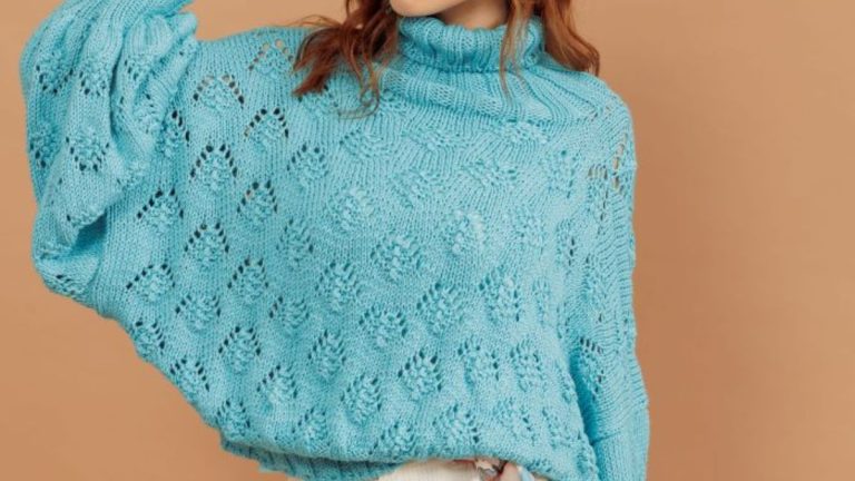 Receita Blusa Mergulho Azul de Tricô com o Fio Bamboo