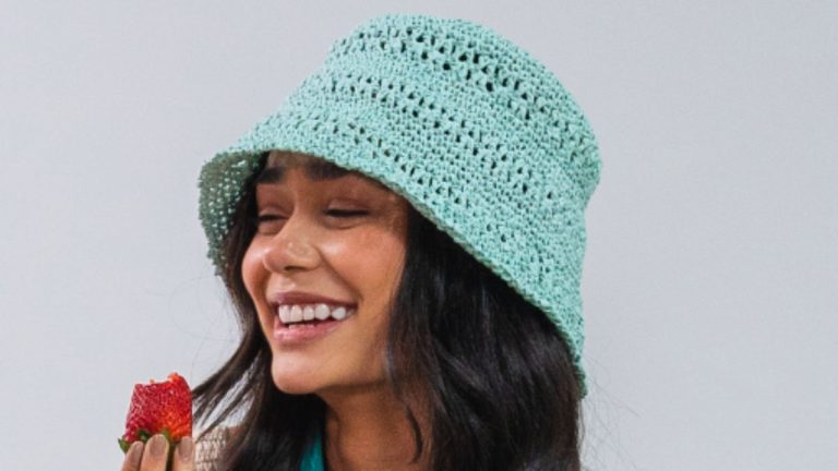 Receita Bucket Hat de Crochê com o Fio de Papel New Raffia