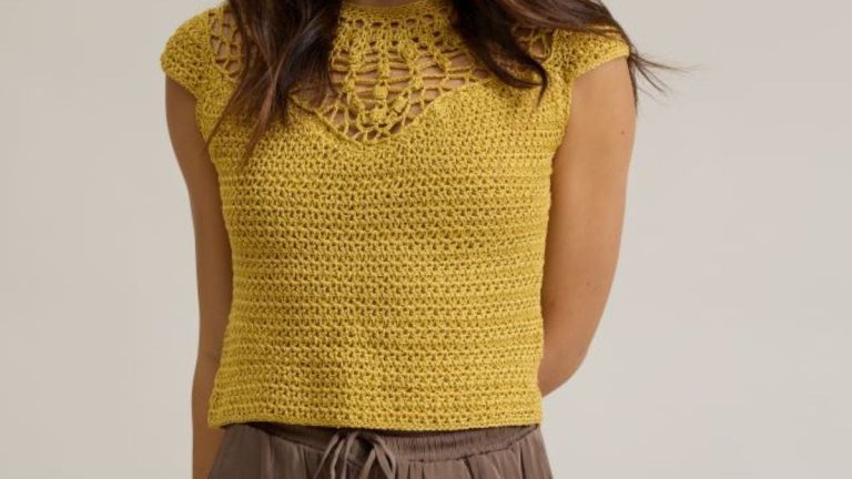 Receita Blusa Açafrão de Crochê com a Linha Queen Duplo