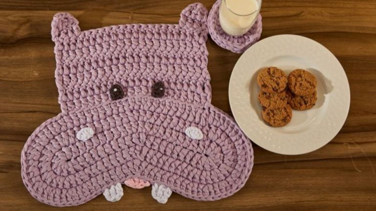 Receita Sousplat Infantil Hipopótamo de Crochê com o Fio de Malha Premium