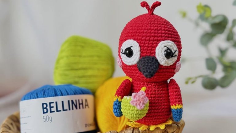 Receita Arara Vermelha com a Linha Bellinha Amigurumi