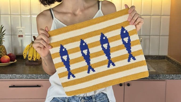 Receita Jogo Americano Sardinha de Crochê com a Linha Bella Amigurumi
