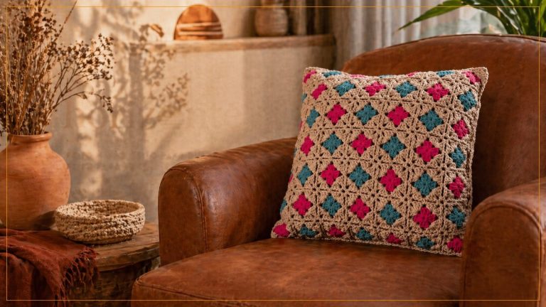 Almofada Tutti-Frutti com Barroco Maxcolor – Granny Square Colorido