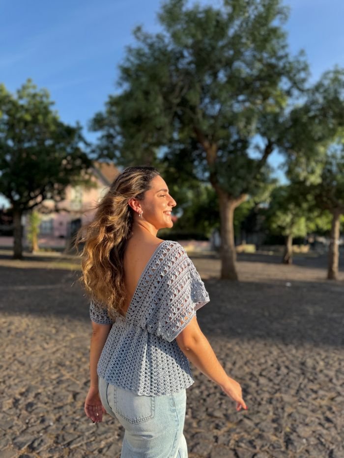 Blusa Concha de Crochê – detalhe do corpo com leques