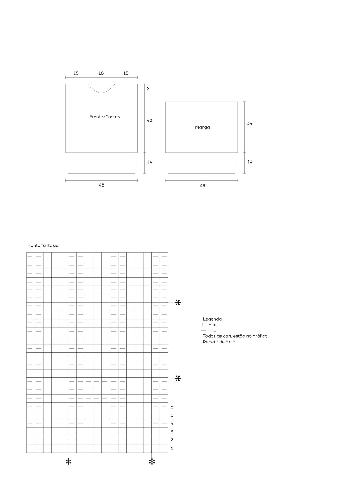 Gráfico do ponto fantasia da Blusa Cruzeiro de Tricô