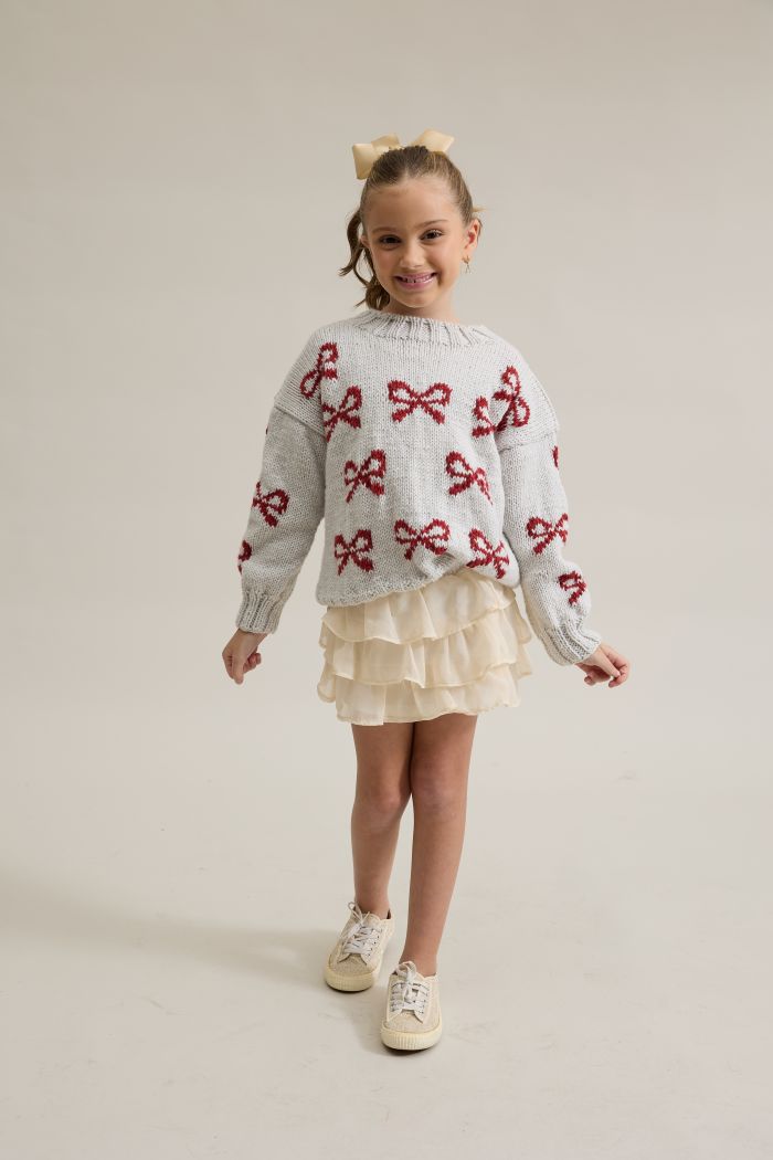Blusa Laços de Tricô infantil tamanho 6 anos