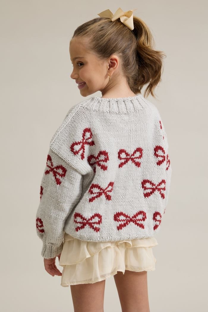 Blusa Laços de Tricô – detalhe frente jacquard Hello Kitty
