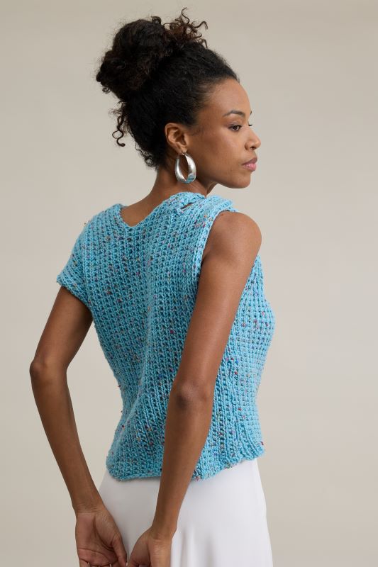 Blusa Twist de Tricô com Fio Confete detalhe do ponto fantasia e acabamento