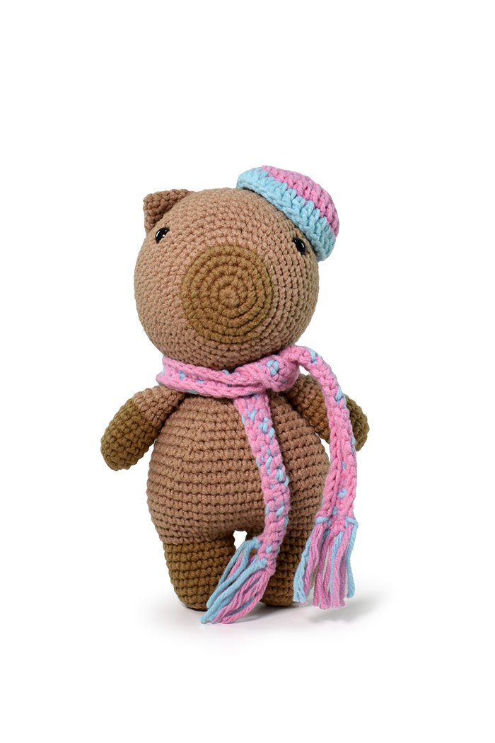Detalhe do rosto da Capivara Amigurumi