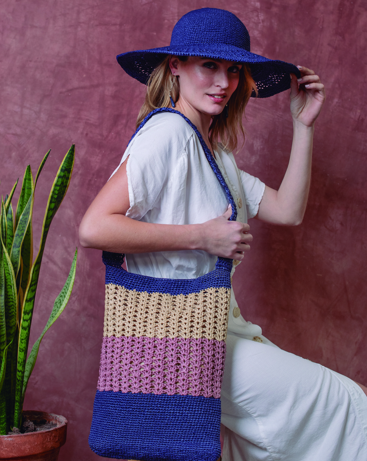 Conjunto Azur: Chapéu e Bolsa de Crochê com Fio DMC Eco Vita Raffia – look completo