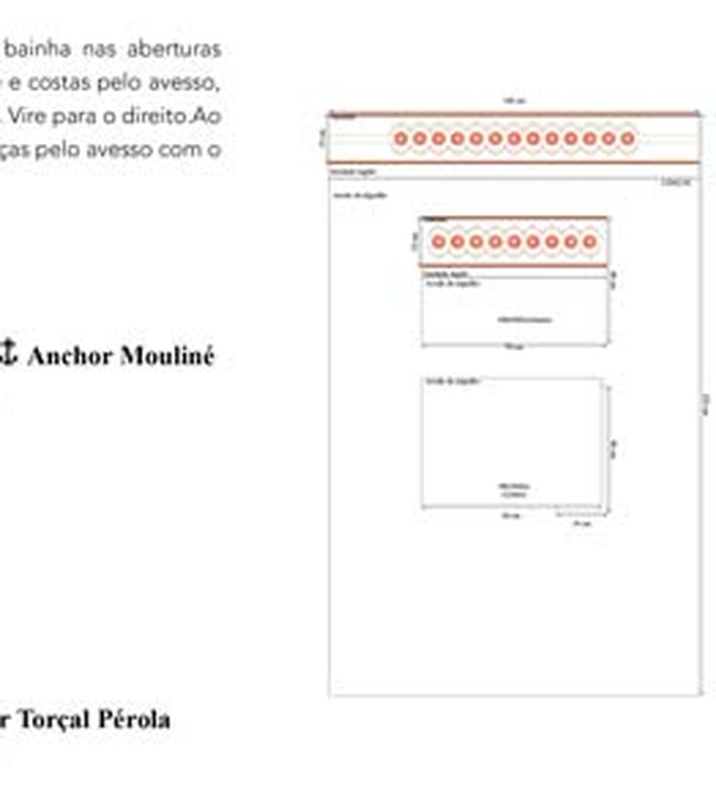 Diagrama técnico do jogo de cama solteiro bordado — layout dos barrados de étamine no lençol e na fronha com medidas