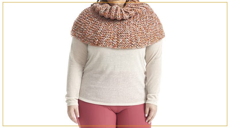 Maxigola Cristal de tricô mescla com Fio Andes Círculo — modelo vestindo maxigola