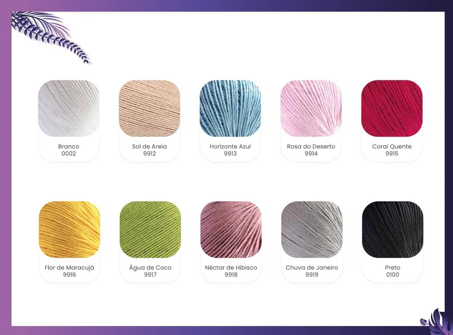 Paleta de cores do Fio Hibisco Pingouin — 10 opções para o verão