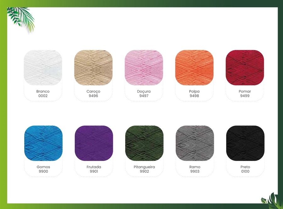 Paleta de cores do Fio Pitanga Pingouin — 10 cores tendência para o verão