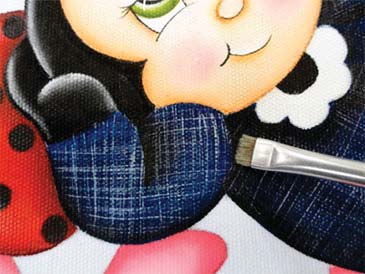 Passo 10 pintura bolsa dia das mães — efeito jeans com pincel leque