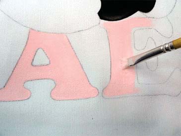 Passo 14 pintura bolsa dia das mães — sombrear letras Pink