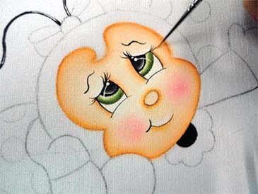 Passo 3 pintura bolsa dia das mães — olhos e detalhes do rosto