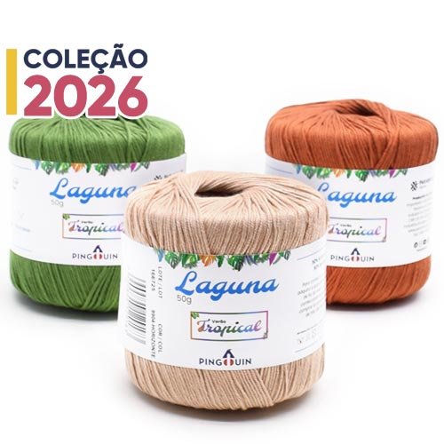 Fio Laguna Pingouin 50g — 50% Algodão e 50% Bambu, Coleção Verão Tropical