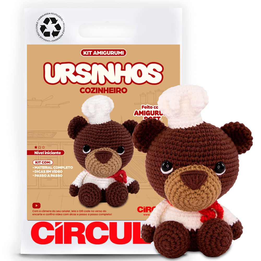 Kit Amigurumi Ursinho Cozinheiro Círculo