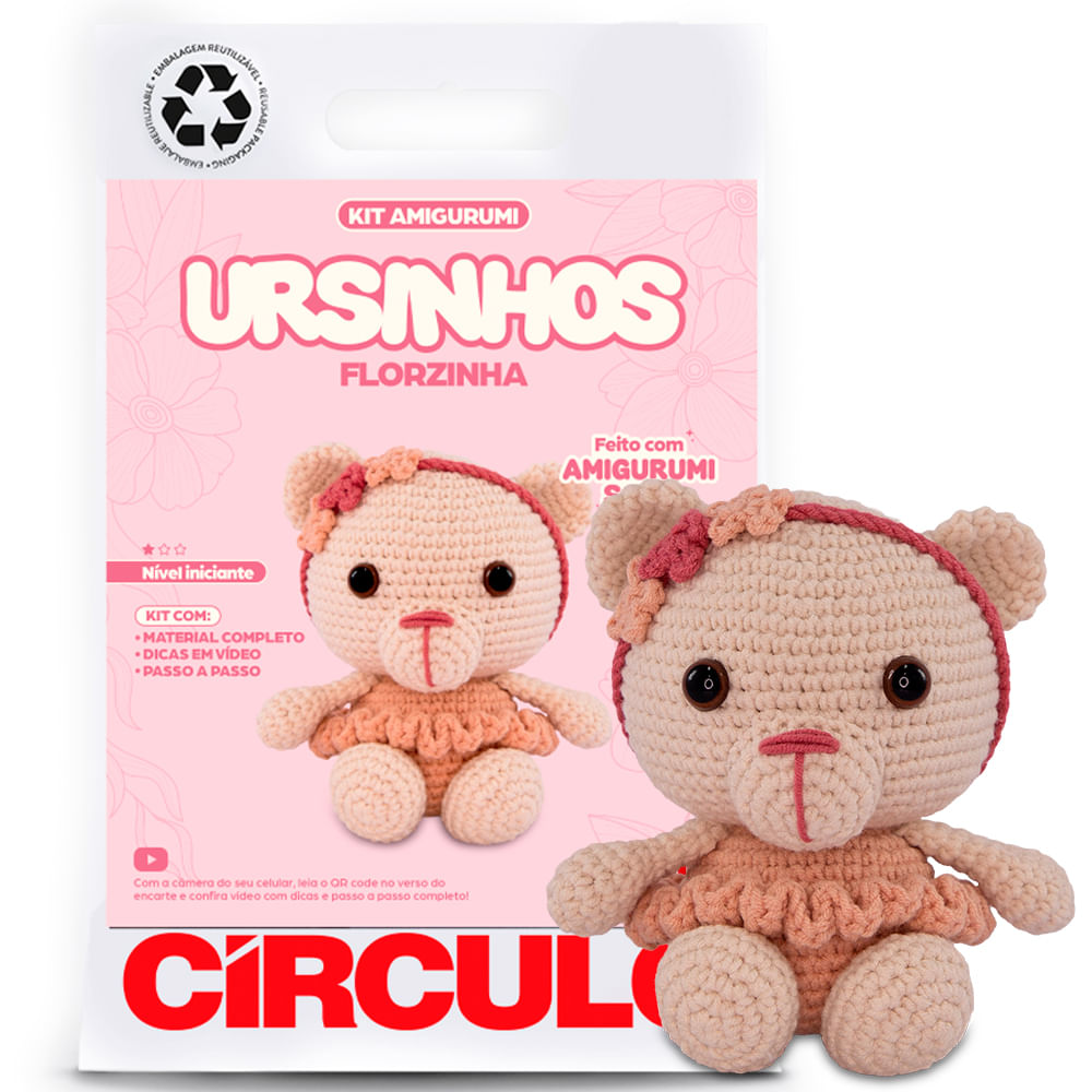 Kit Amigurumi Ursinha Florzinha Círculo