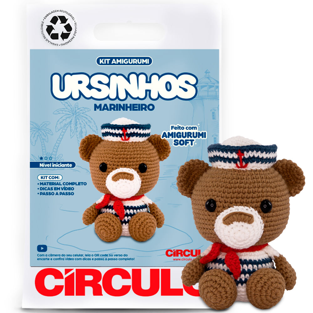Kit Amigurumi Ursinho Marinheiro Círculo