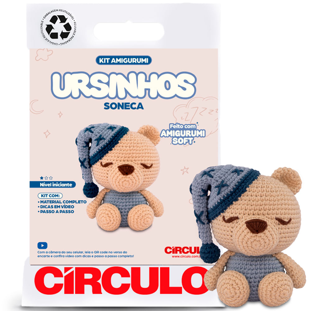 Kit Amigurumi Ursinho Soneca Círculo