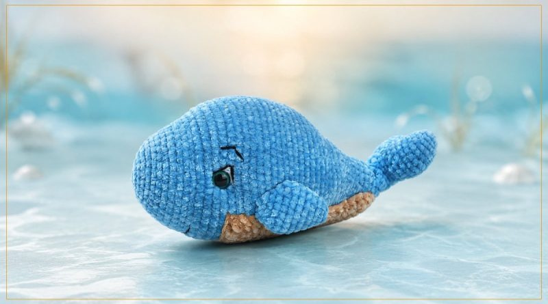 Amigurumi baleia de pelúcia azul feita com Fio Amigurumi Pelúcia Círculo