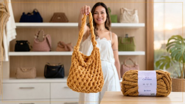 Bolsa de Crochê sem Agulha: Receita Maxi com Fio Cisne Hug