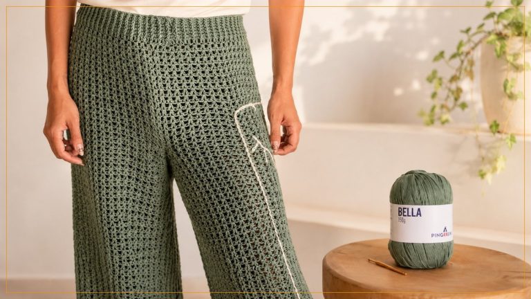 Calça Pantalona de Crochê Bordada: Estilo e Conforto em Cada Ponto