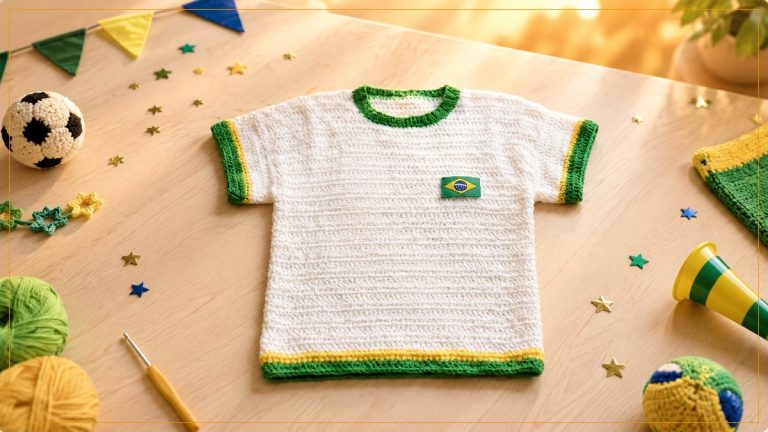 Camiseta Brasil Elegance de Crochê com Fio Cisne Elegance – Receita