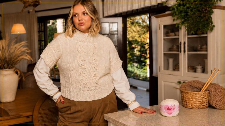 Blusa Antônia: Ponto Pipoca em Relevo para um Tricô com Personalidade