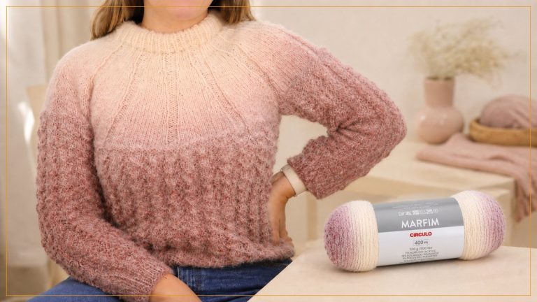 Blusa Degradê de Tricô com Fio Marfim – Elegante e Quentinha