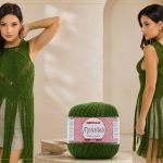 Blusa Medusa de Macramê com Linha Monalisa — Receita com Gráfico Blusa Medusa de macramê verde com franjas feita com Linha Monalisa Círculo
