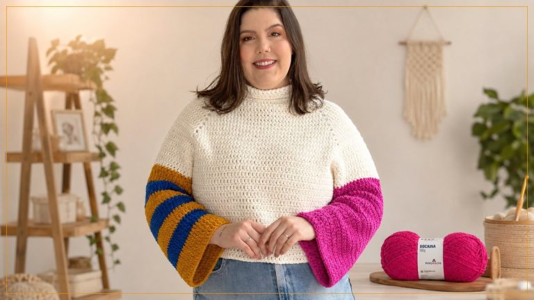 Blusa Naju Topdown de Crochê com Fio Bocaina – Receita