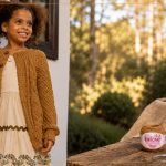 Cardigã Amelie infantil de tricô com Linha In Love Círculo cor Doce de Leite