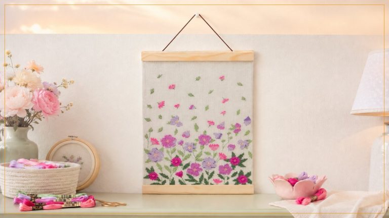 Bordado Jardim Mediterrâneo de Ponto Cruz com DMC Mouliné – Receita com Gráfico