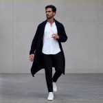 Maxicardigã masculino de tricô com Fio Hobby Círculo na cor marinho