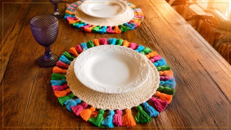 Sousplat de Crochê com Tassel Colorido e Barroco Natural – Receita com Gráfico