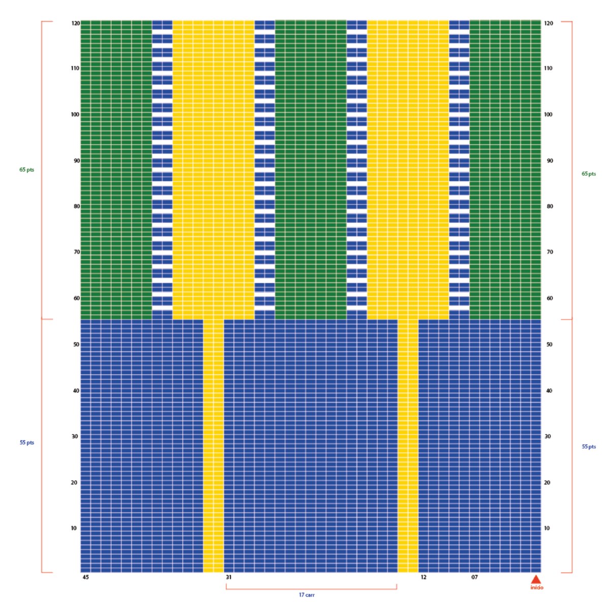 Gráfico da Camisa Doze – esquema de cores para crochê