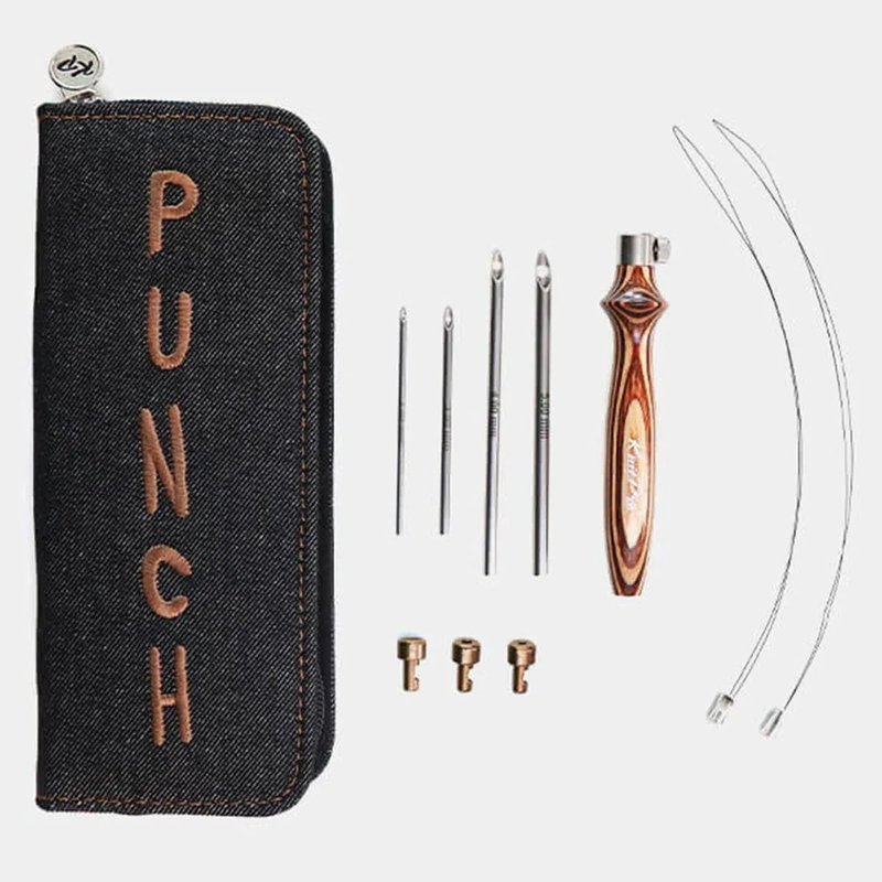 Kit de Agulha para Bordado Punch Needle KnitPro Earthy - cabo de madeira com pontas intercambiáveis